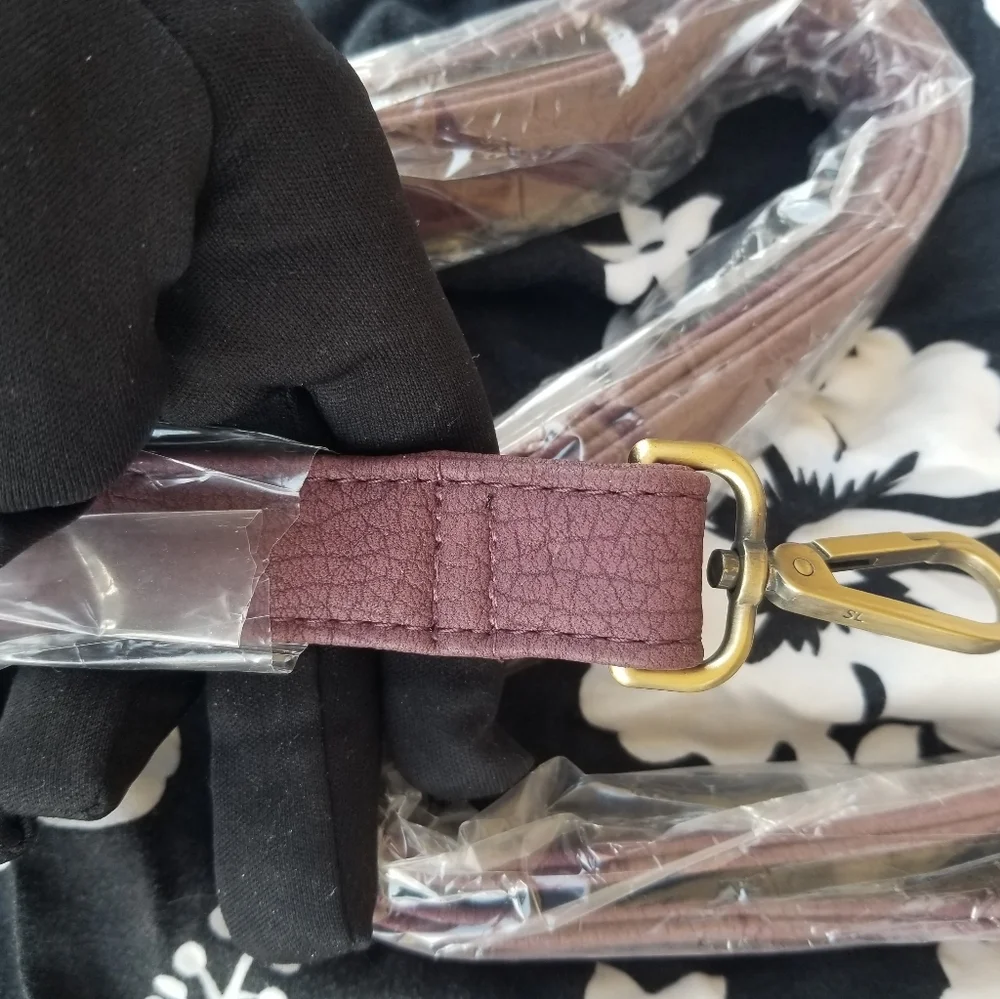 Free People Pebbled Vegan Leather Large Pouch Plum Colored